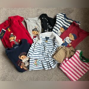 Polo by Ralph Lauren Kids Mixed Color Bear Graphic Tops and Stripe Set